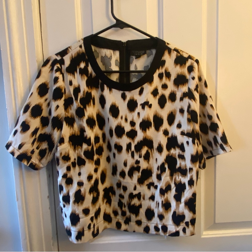 Topshop Black and White Patterned Blouse